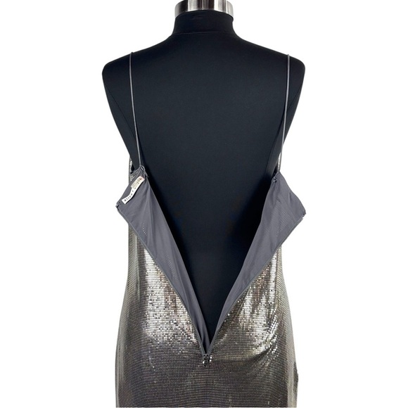 ALICE AND OLIVIA HARMONY ANTIQUE SILVER CHAINMAIL ALUMINUM TANK MINI PARTY DRESS - Picture 11 of 17